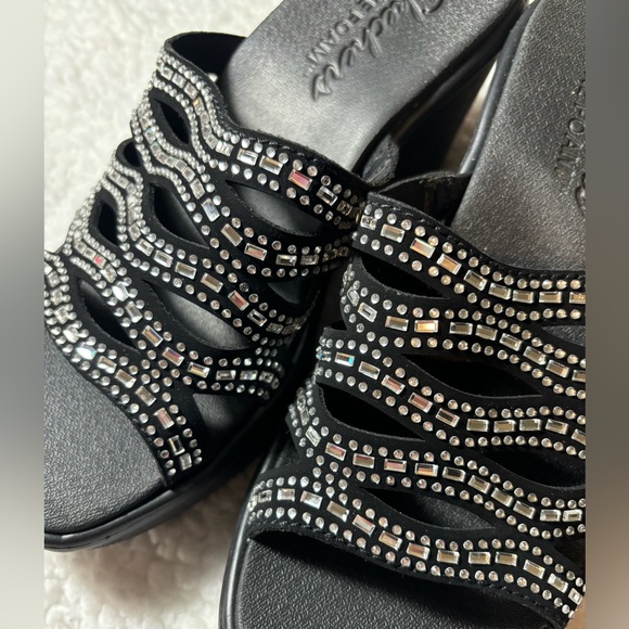 💕Black Rhinestone Wedges Size 6 New - Picture 7 of 7